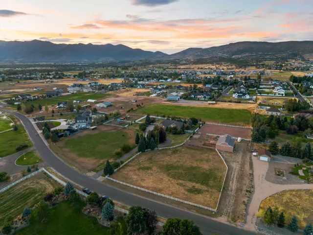Expansive undeveloped property featuring a large open field, mature perimeter trees, and a distant mountain backdrop