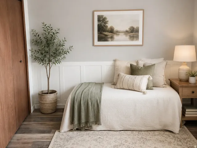 Bedroom staged with AI.