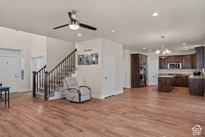 Wood-finish flooring throughout the main living area
