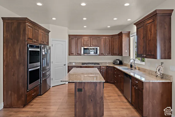 Wood-finish flooring complemented by extensive wood cabinetry