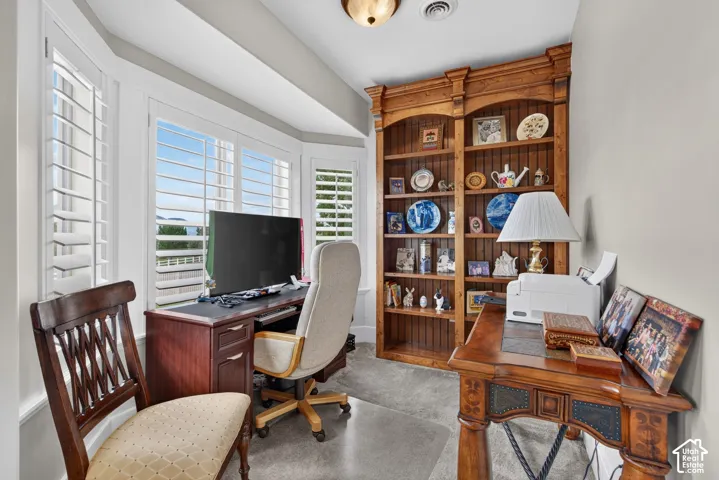 Bay window with plantation shutters and a deep sill