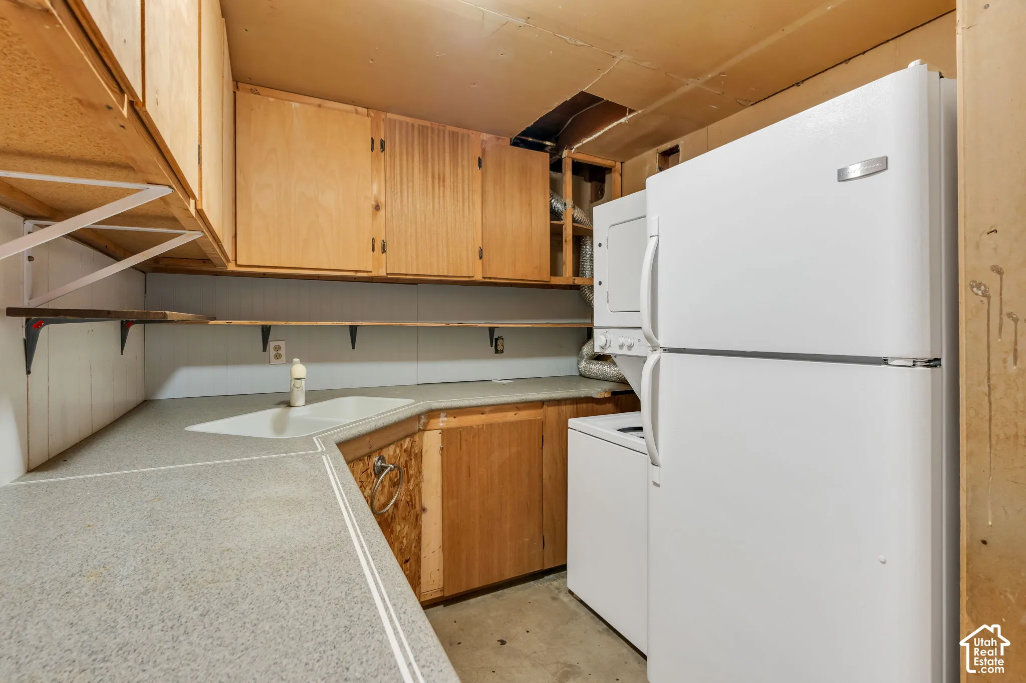 Basement kitchenette and laundry