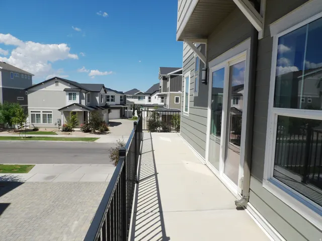 Private balcony with durable concrete flooring