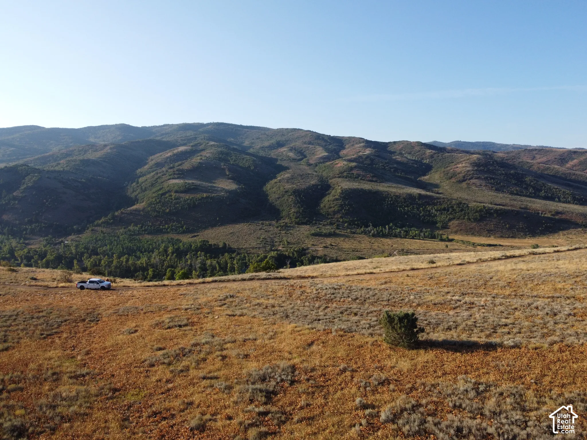 Expansive open land with rolling hills and distant mountains