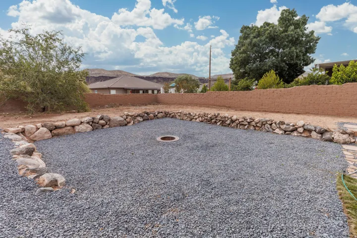 Landscaped back yard.
