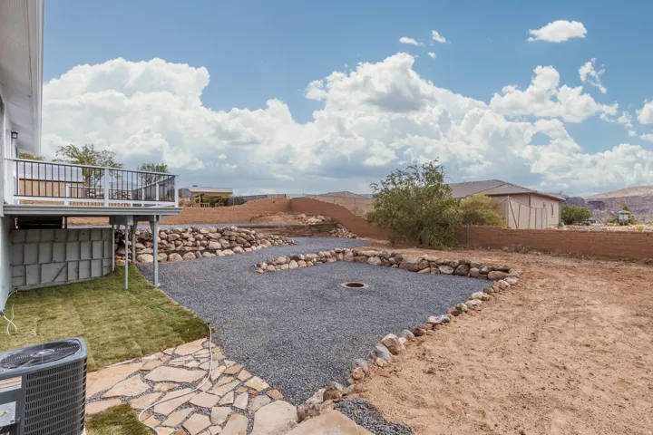 Back yard with fire pit