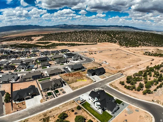 Established residential neighborhood with new construction homes, paved streets, and undeveloped land