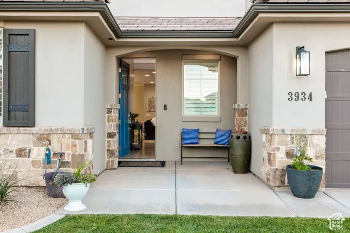 Entry: Covered front entry with stacked stone accents