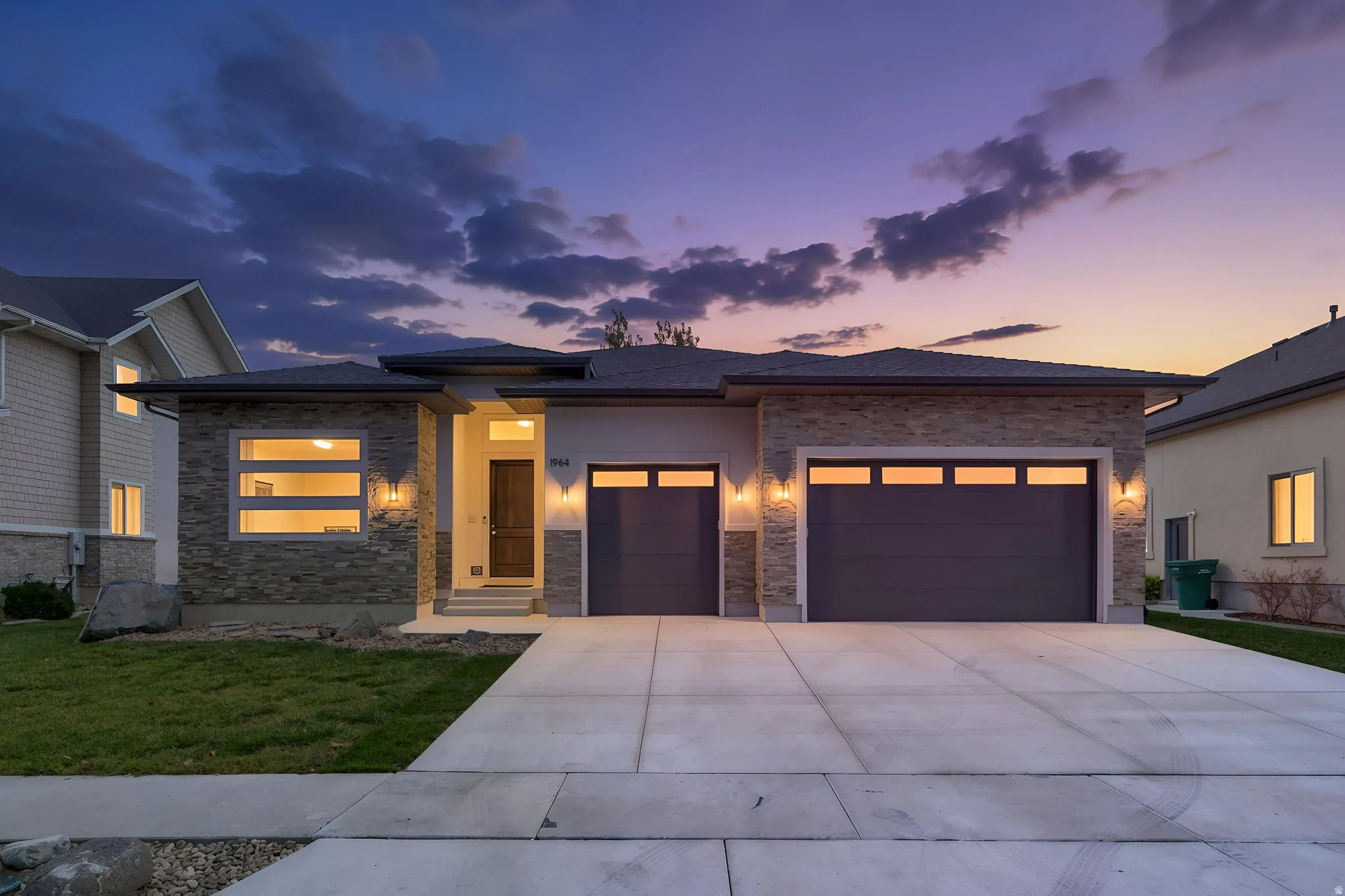 Stone veneer and stucco exterior