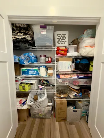 Large storage closet in the laundry room