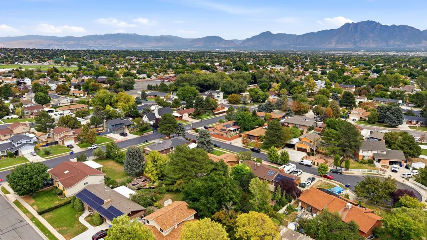 Expansive residential area with mature trees and paved streets
