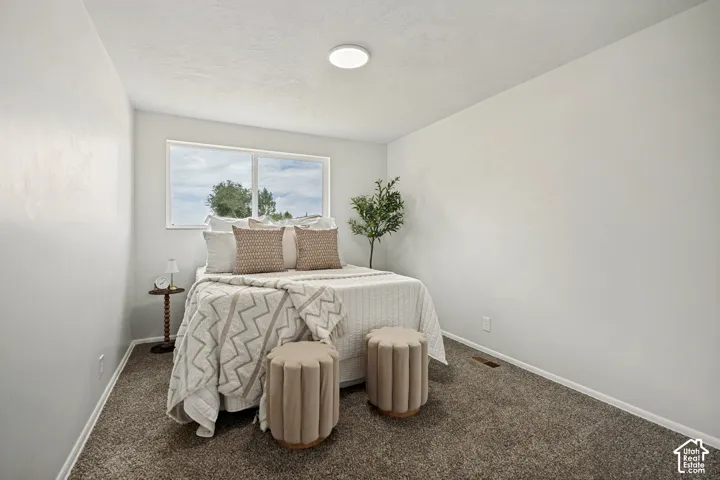 Recessed lighting fixture, dual-pane window, wall-to-wall carpeting, and neutral paint palette