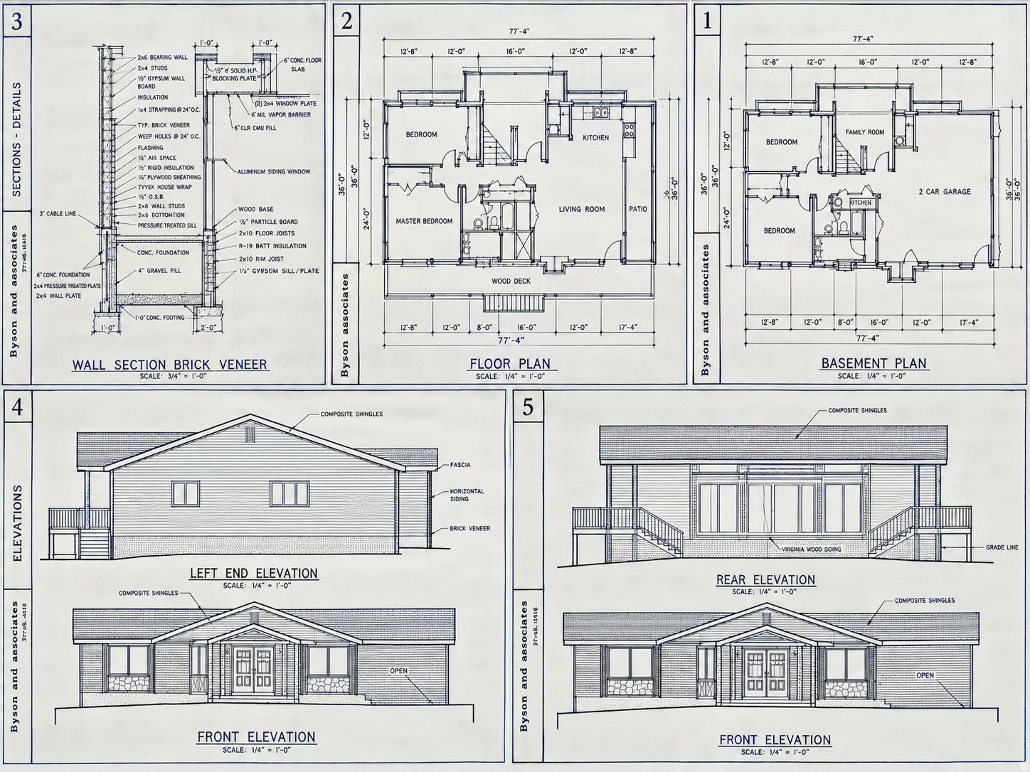 Architectural Blueprint. Presenting various plans and elevations for the property