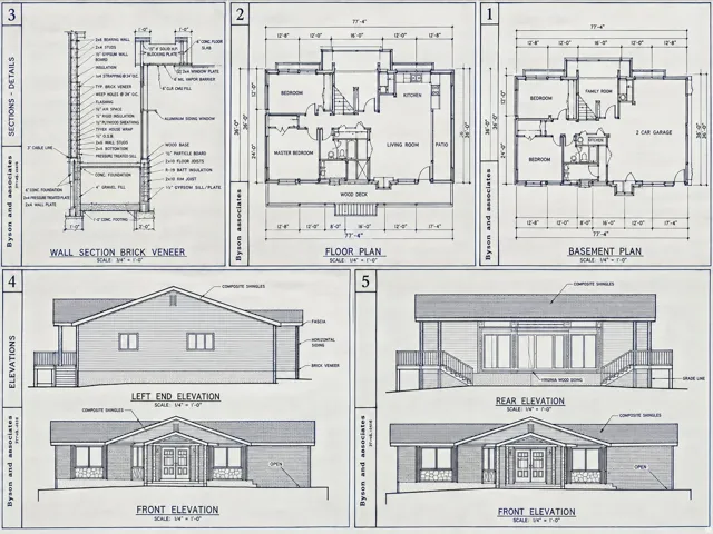 Architectural Blueprint. Presenting various plans and elevations for the property