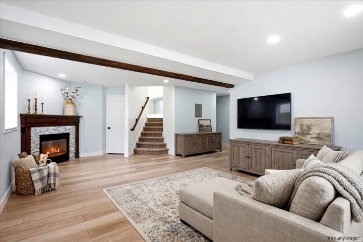 virtually staged with farmhouse-style decor