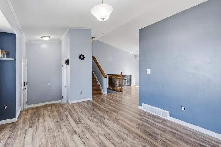 Wood-finish flooring throughout the main level