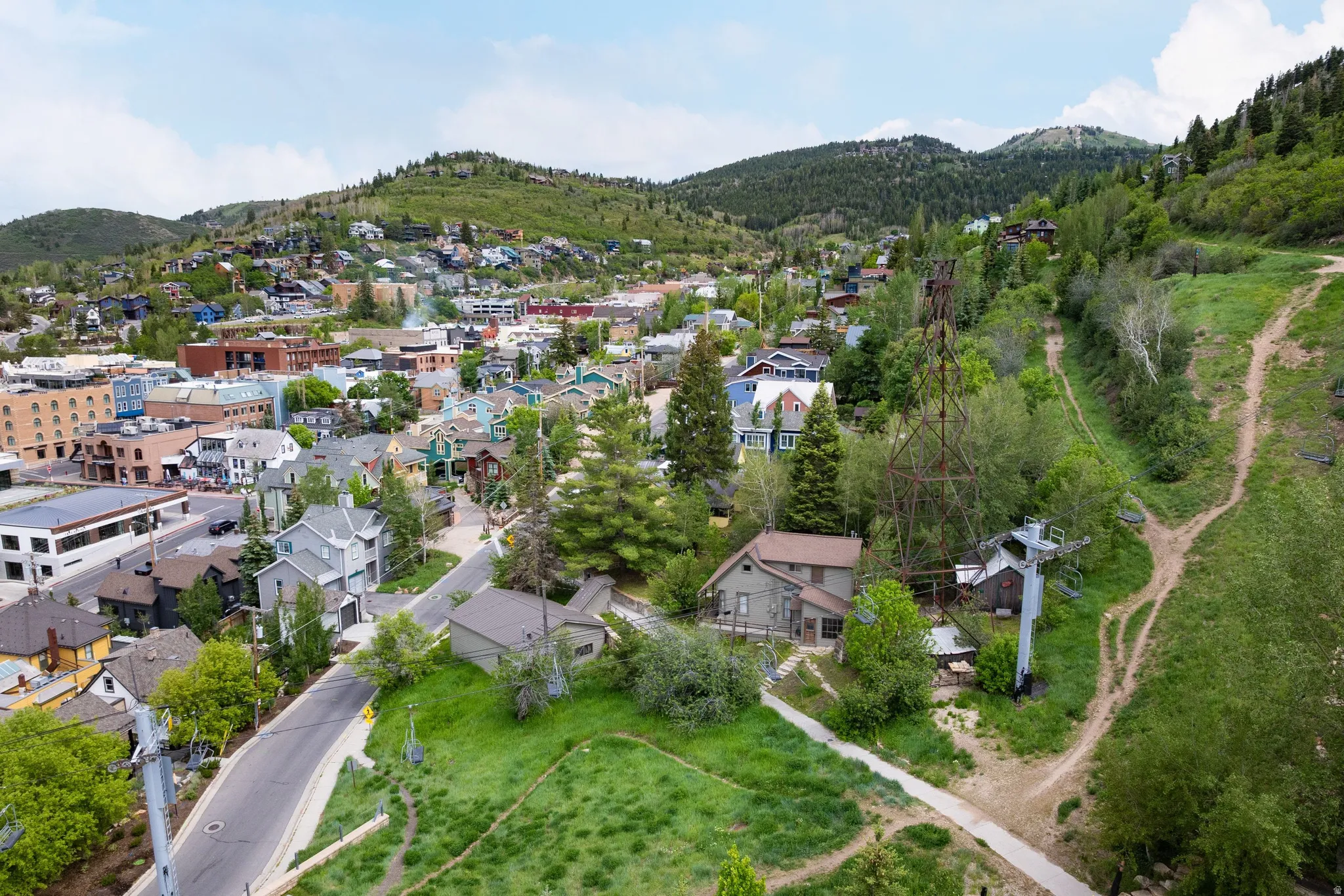 Hillsides featuring mature trees and lush greenery
