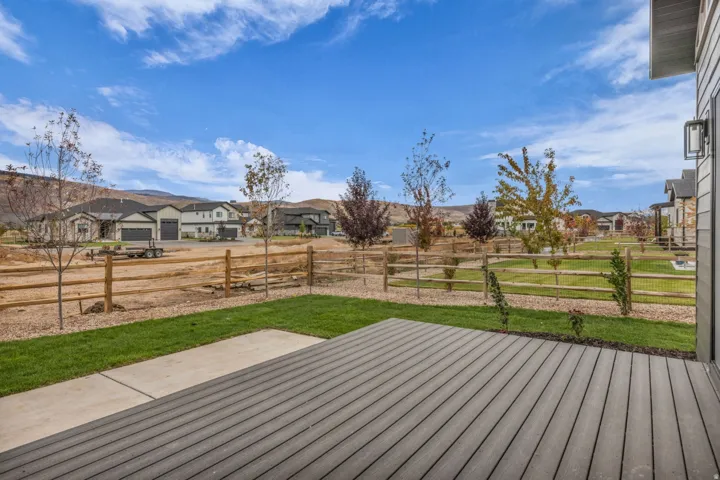 Composite decking with concrete patio