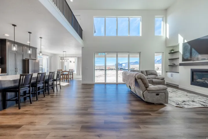 Wood-finish flooring throughout the main level