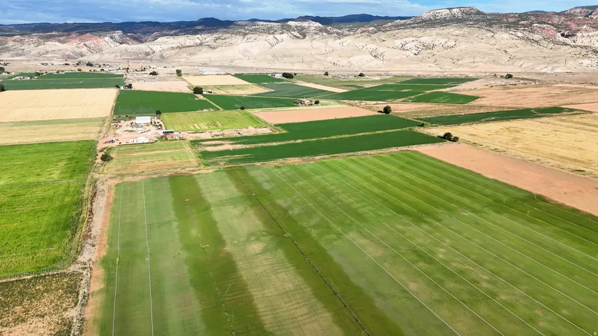 Expansive agricultural fields with varied crop types