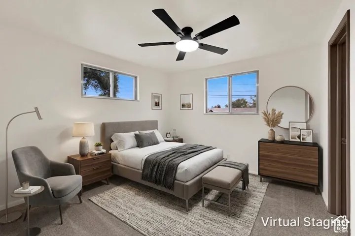 STAGED New ceiling fan, and dual windows, New carpeting