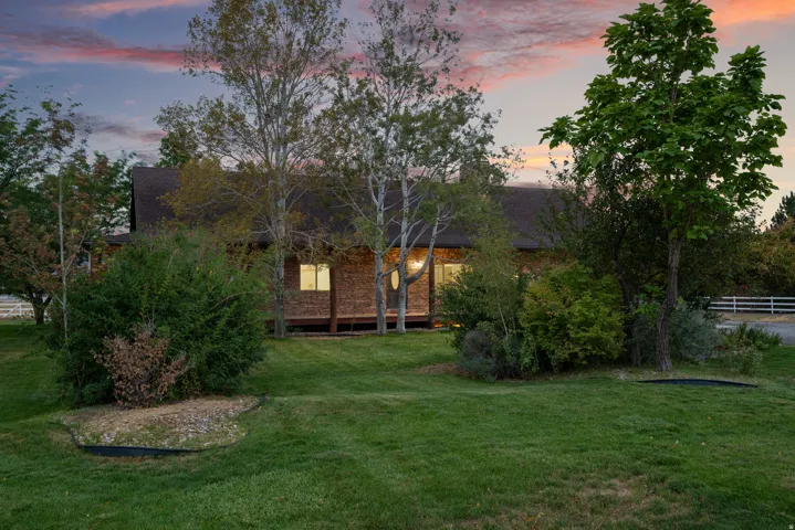 Mature landscaping and fruit trees