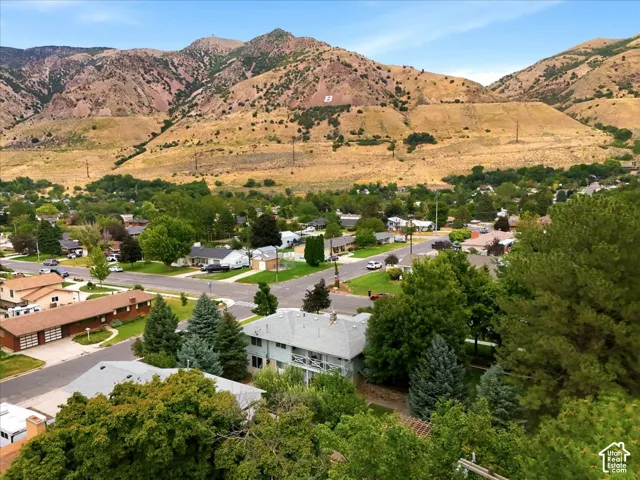 Residential area with mountainous backdrop