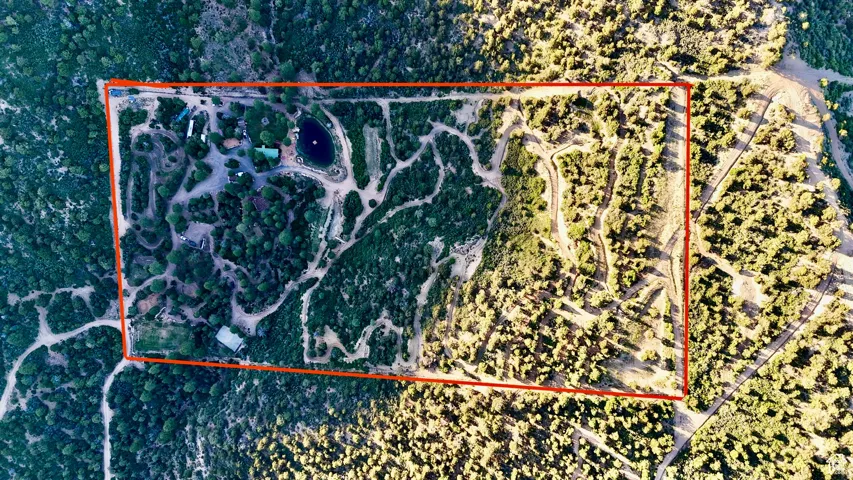 Aerial Property Overview. Depicting the boundaries and features of the property