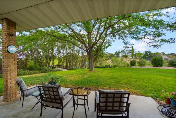 View of the backyard oasis from the covered patio.