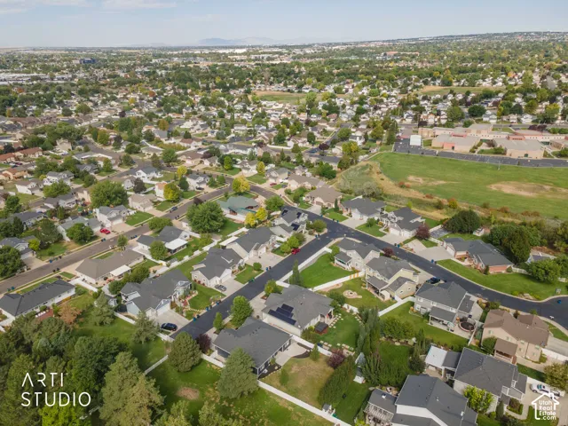 Residential area with established landscaping and paved streets
