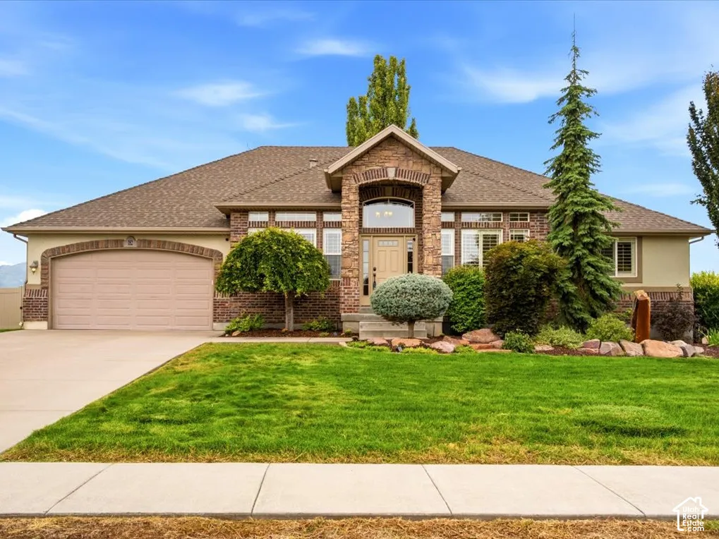 Brick and stucco exterior with stone accents