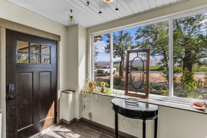 Craftsman-style entry door with glass panes