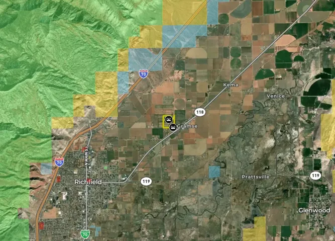 Satellite Map. Depicting an aerial view of the property's geographical context and surrounding area