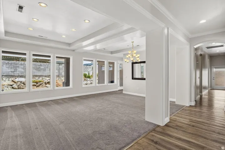 Tray ceiling with recessed lighting