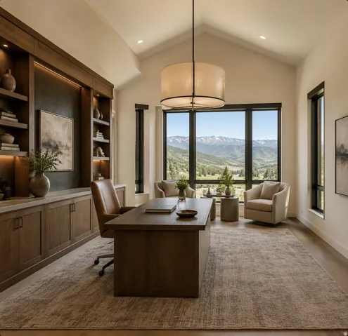 Vaulted ceiling with recessed lighting