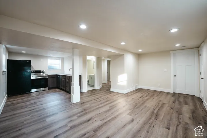 Basement kitchen & living room