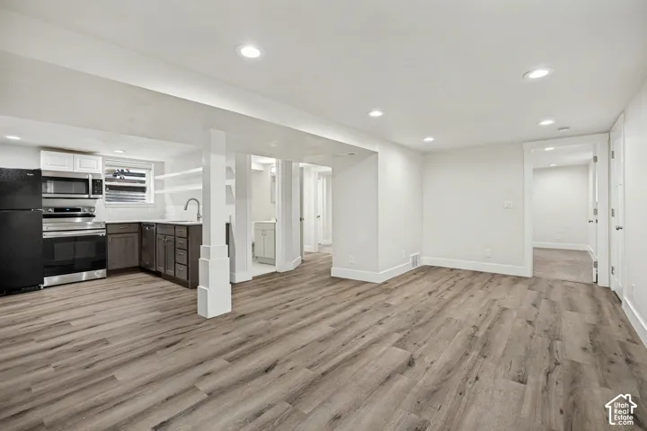 Basement kitchen & living room