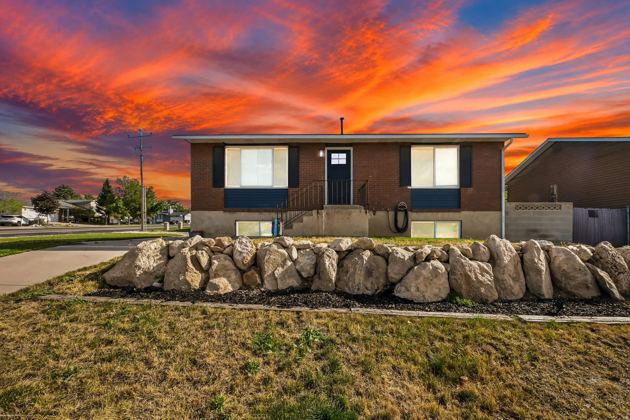 Brick exterior with contrasting siding accents