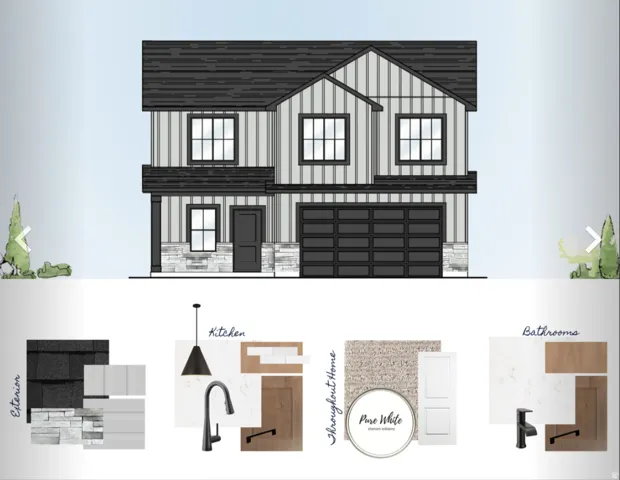 Architectural Rendering. Illustrating exterior and interior material selections for the property