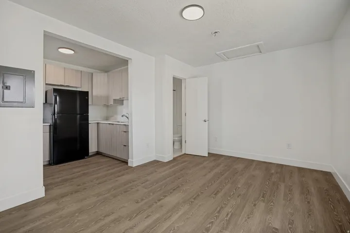 Wood-finish flooring throughout