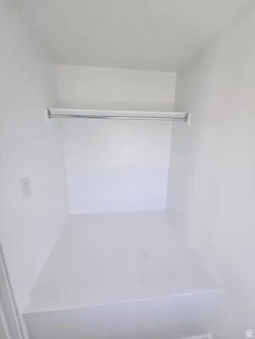 Built-in closet with an integrated hanging rod and an upper storage shelf