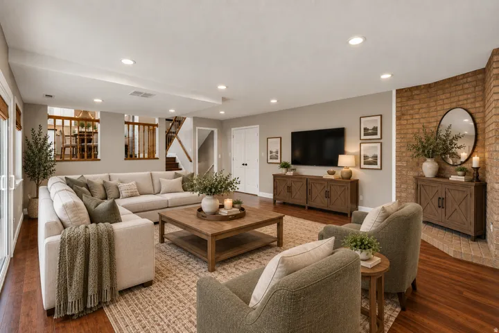 Hardwood-style flooring throughout