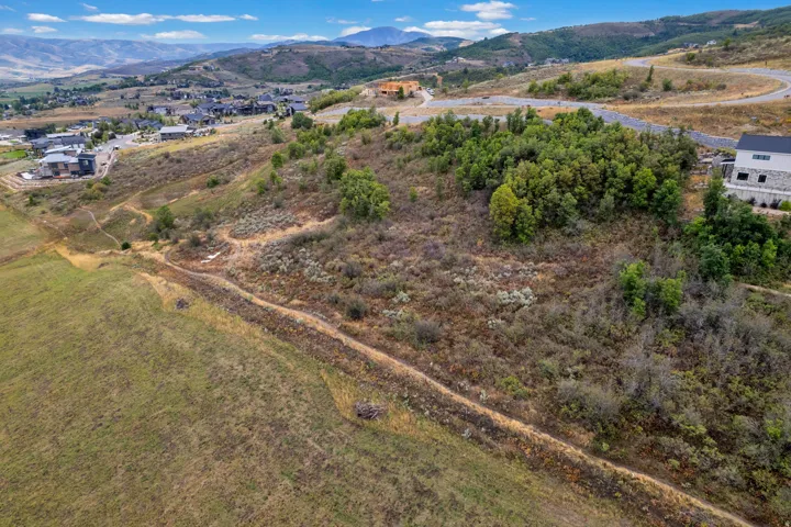 Expansive undeveloped lot featuring varied natural vegetation and distant mountainous terrain