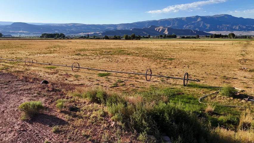 Expansive agricultural land featuring an irrigation system