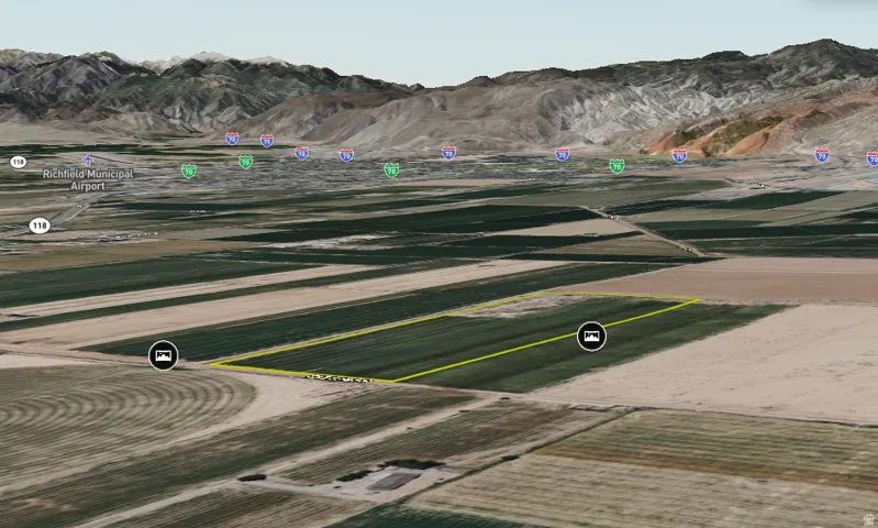 Aerial Map. Displaying the property's boundaries within the landscape