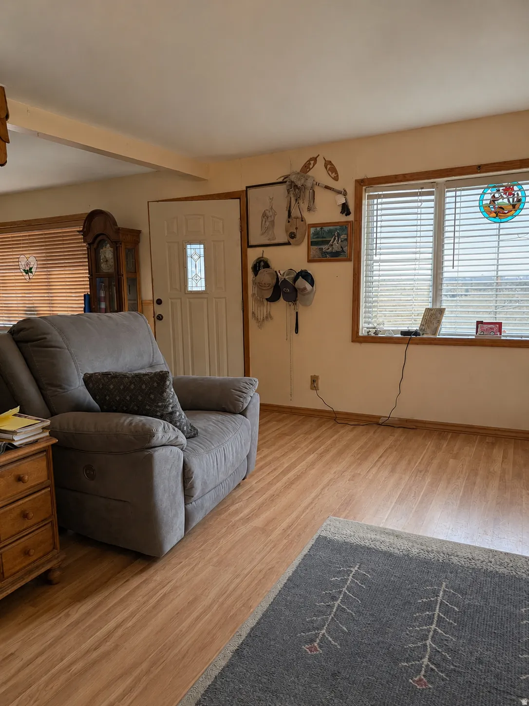 Wood-finish flooring throughout