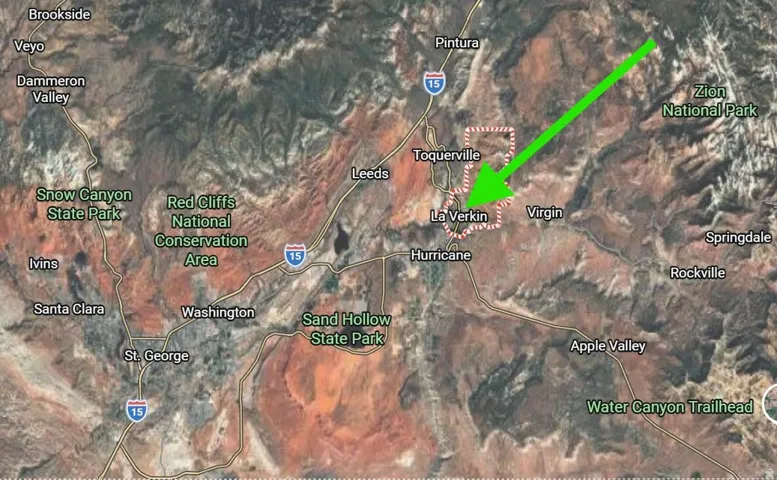 Geographic Map. Indicating the property's location within the regional context of Southern Utah