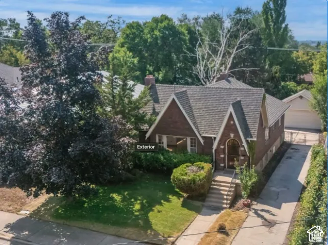 Brick exterior with gabled roofline