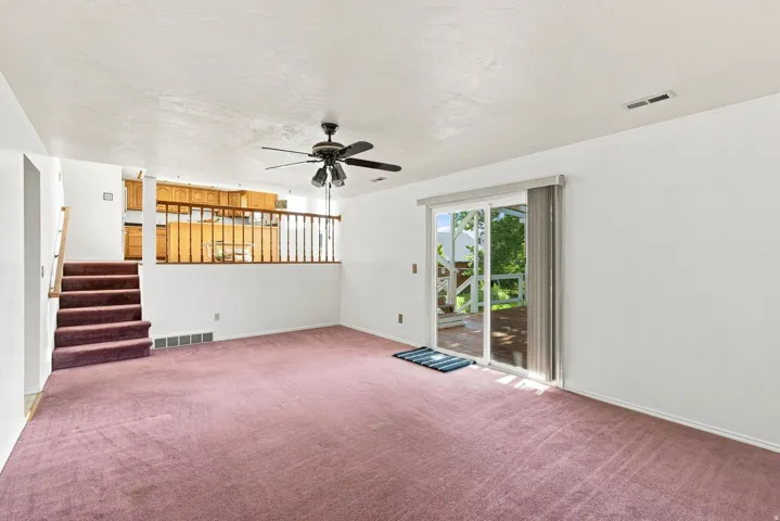 Sliding glass doors offer outdoor access