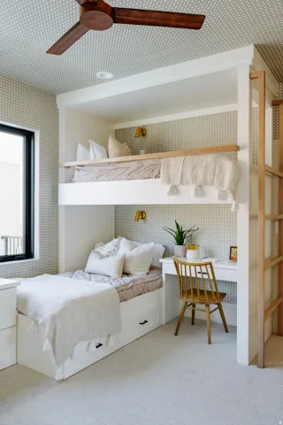 Built-in bunk beds with integrated storage drawers